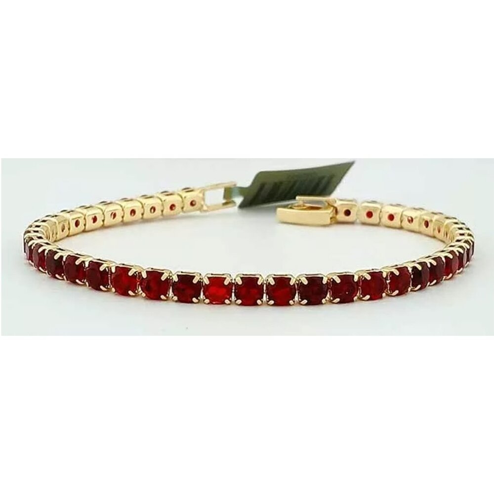 Created Ruby Tennis Bracelet 14k Yellow Gold Plated